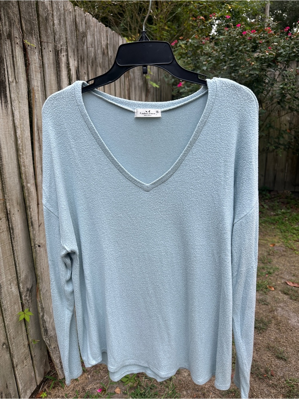 Relaxed V-Neck Sweater in Soft Light Blue